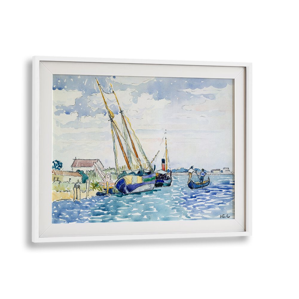 MARINE SCENE (BOATS NEAR VENICE) (1903) , VINTAGE PAINTINGS