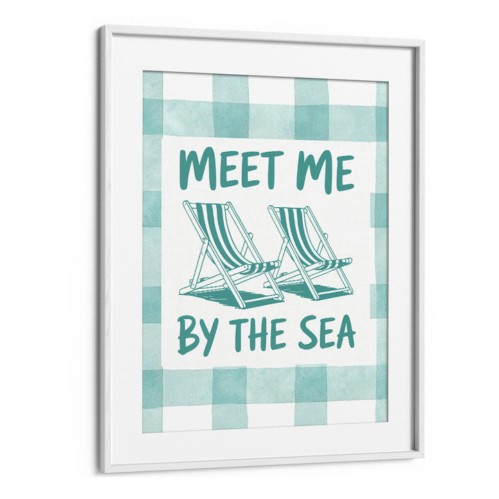 MEET ME BY THE SEA GREEN CHECKS , BEACH PAINTINGS