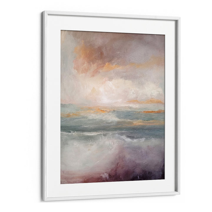 Abstract painting "ON MYSTIC SEAS" evokes ocean serenity, perfect for transforming your home décor.