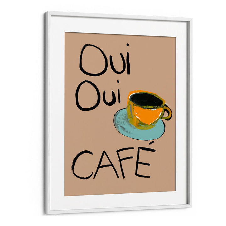 Captivating OUI OUI CAFÉ, BAR art featuring a vibrant coffee cup, perfect for enhancing your living space.