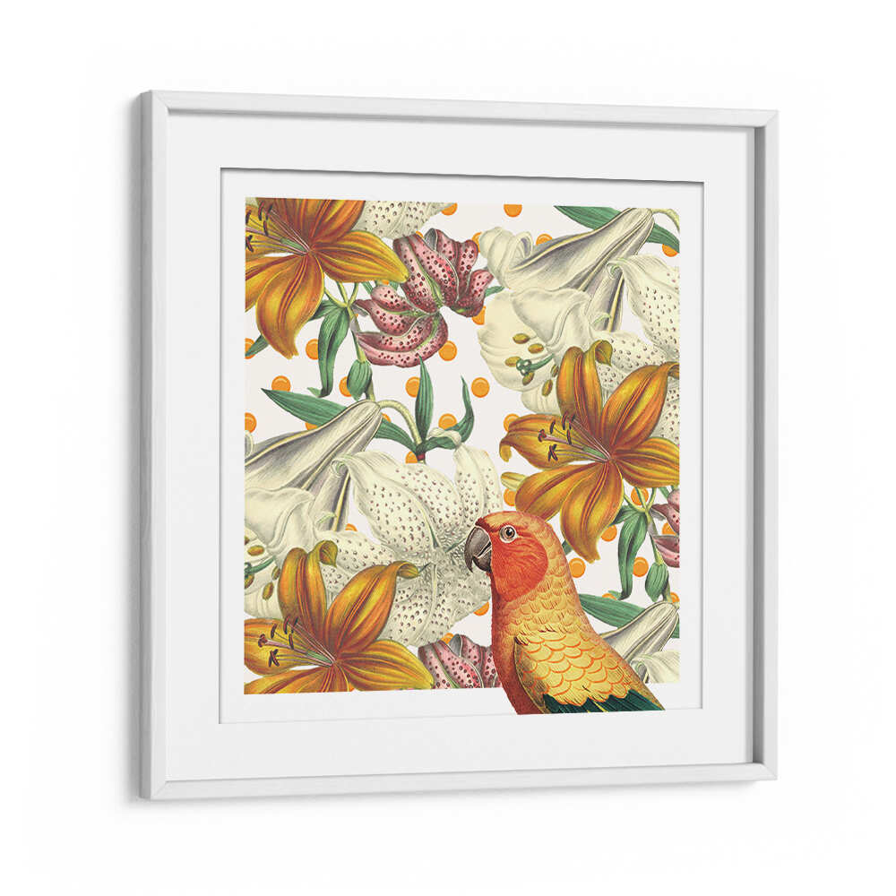 PARROT IN BLOOM , ANIMAL PAINTINGS