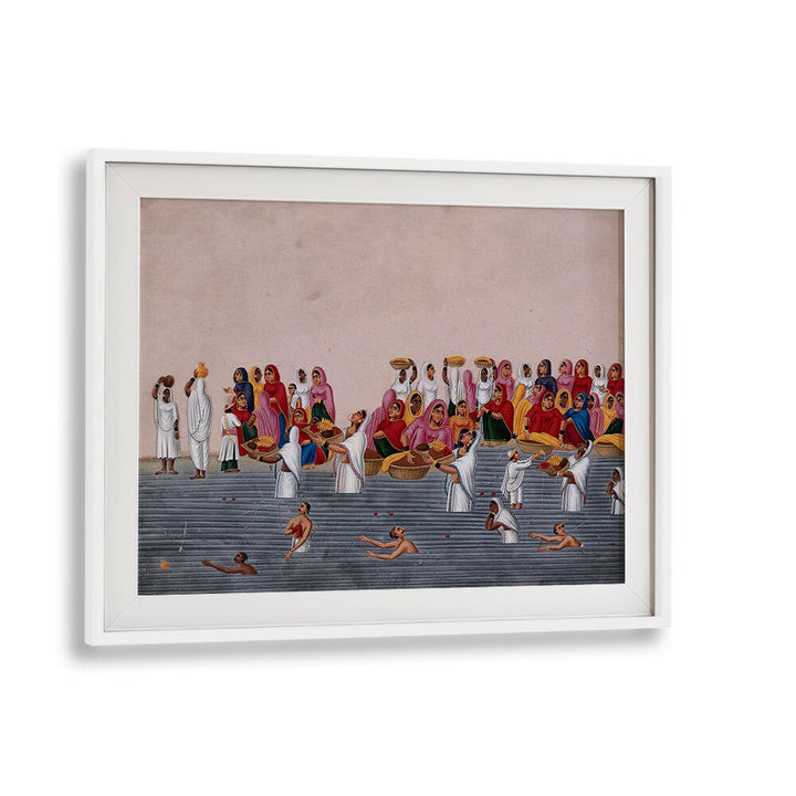 PEOPLE BATHING AND PRAYING IN RIVER GANGA