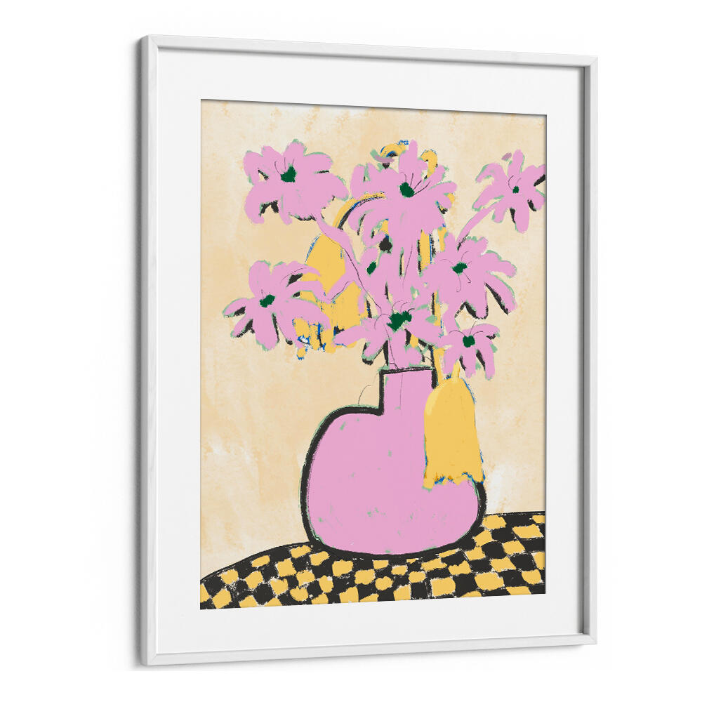 PINK FLOWERS IN A VASE , FLORAL FLOWER PAINTINGS