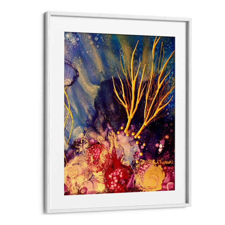 Vibrant RADIANT REEF I, BEACH PAINTINGS showcasing colorful coral and ocean waves, perfect for coastal decor.