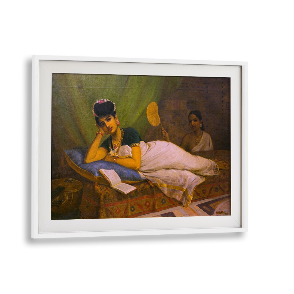 RECLINING WOMAN BY RAJA RAVI VARMA, INDIAN ART