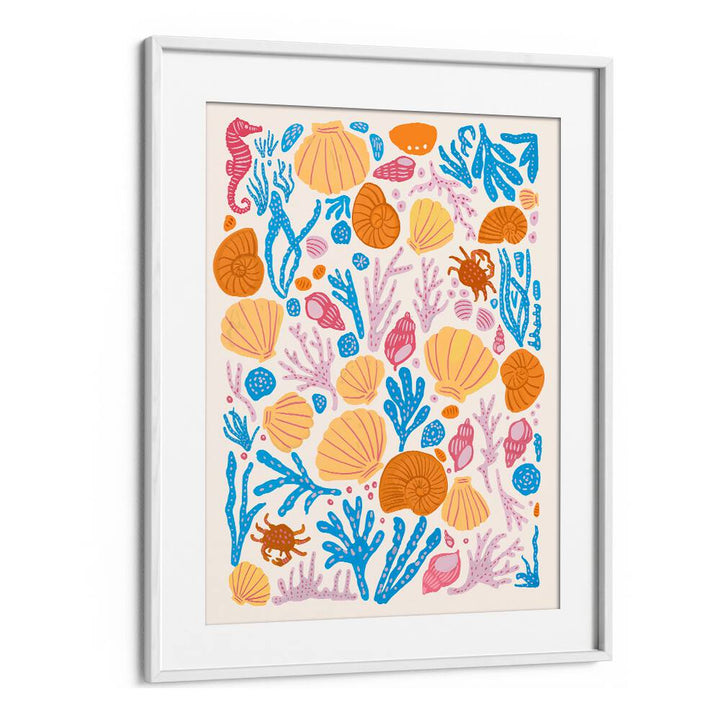 Bright and playful marine life in the SEA CRITTERS COLOR ON WHITE, BEACH PAINTINGS for a vibrant coastal home decor.