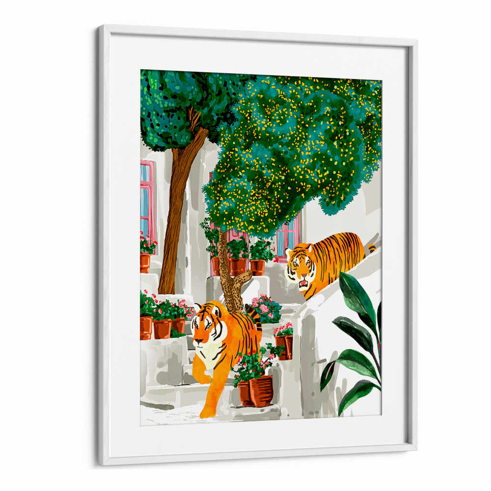 TIGERS IN GREECE , ANIMAL PAINTINGS