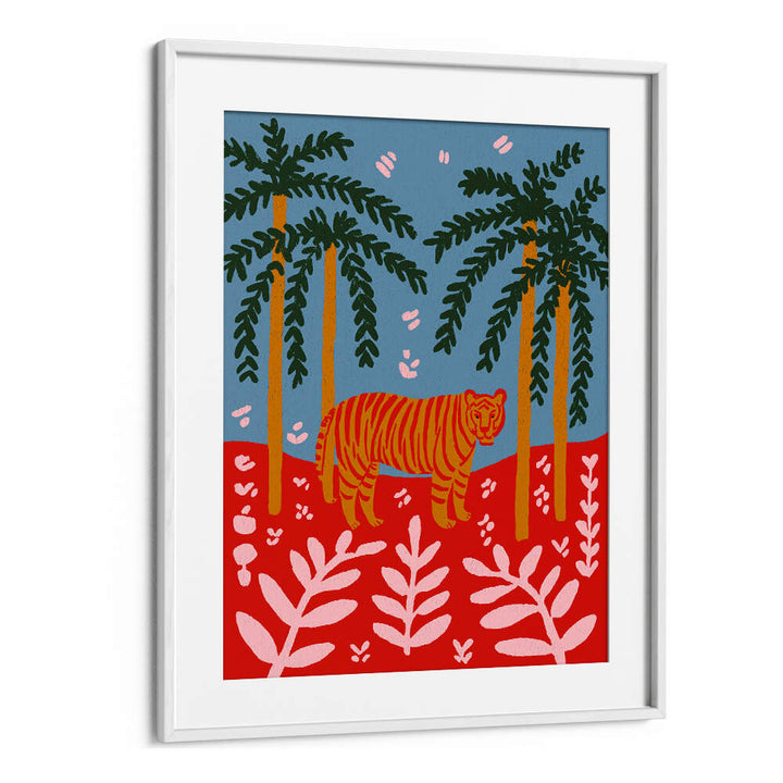 TIGER UNDER PALMS , ANIMAL PAINTINGS