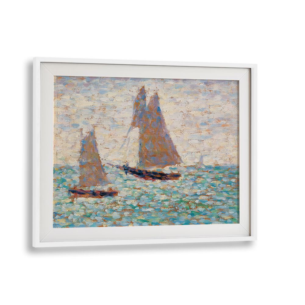 TWO SAILBOATS AT GRANDCAMP , VINTAGE PAINTINGS