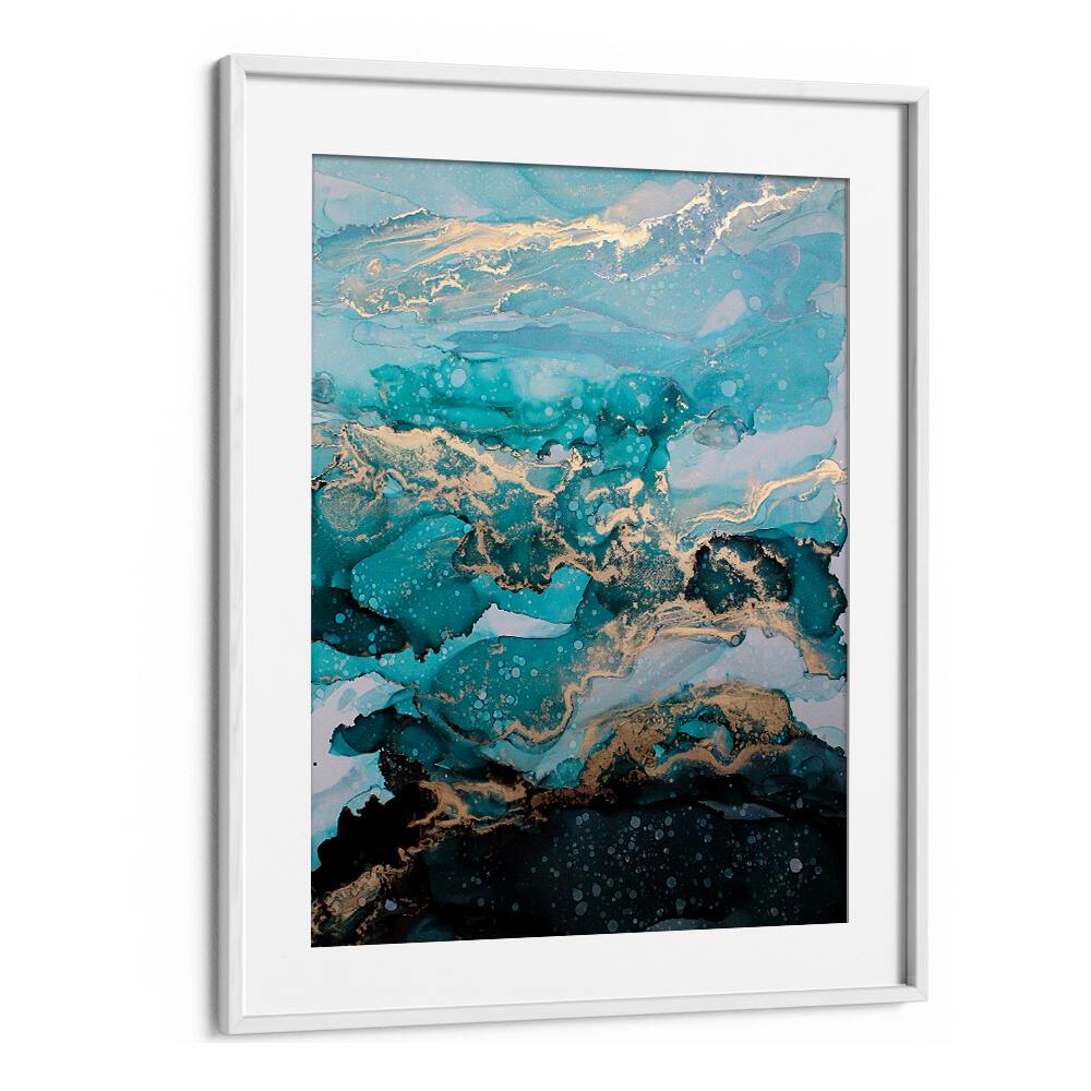Vibrant UNDER THE SEA, ABSTRACT PAINTINGS featuring blues and golds, perfect for modern decor. Discover more at WHITEMOUNT.