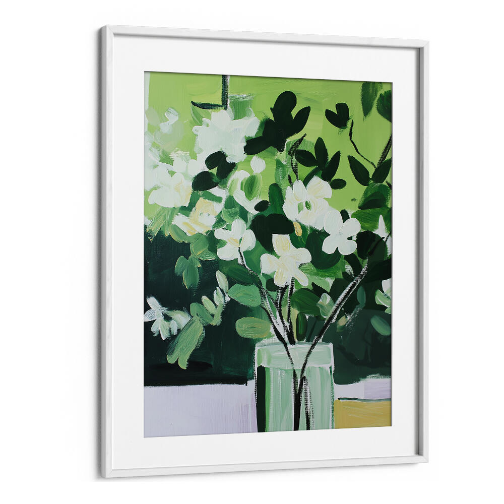 VIBRANT GREEN PALETTE , FLORAL FLOWER PAINTINGS