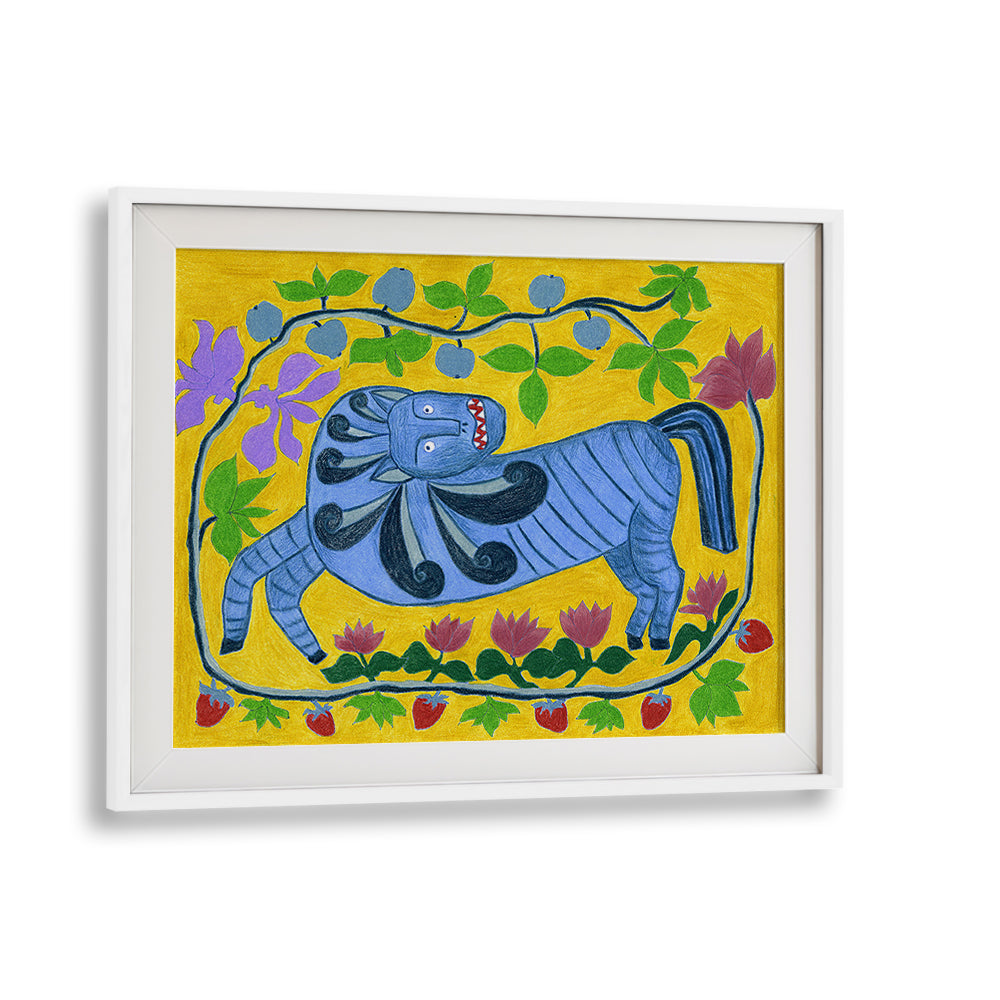 WHIMSICAL BLUE FOLK HORSE
