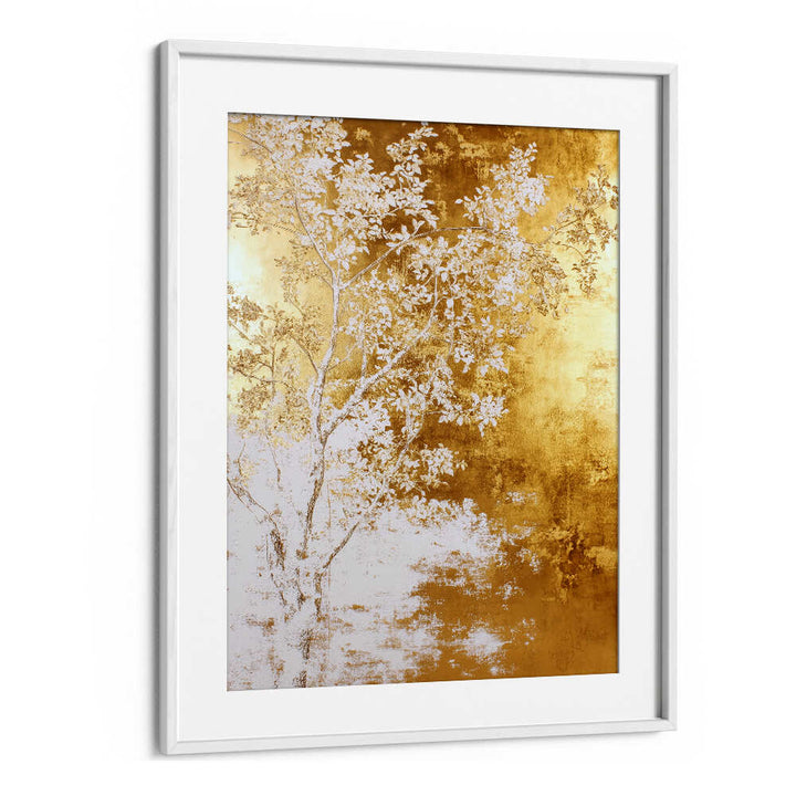WHITE AND GOLD NATURE LANDSCAPE  , FLORAL FLOWER PAINTINGS