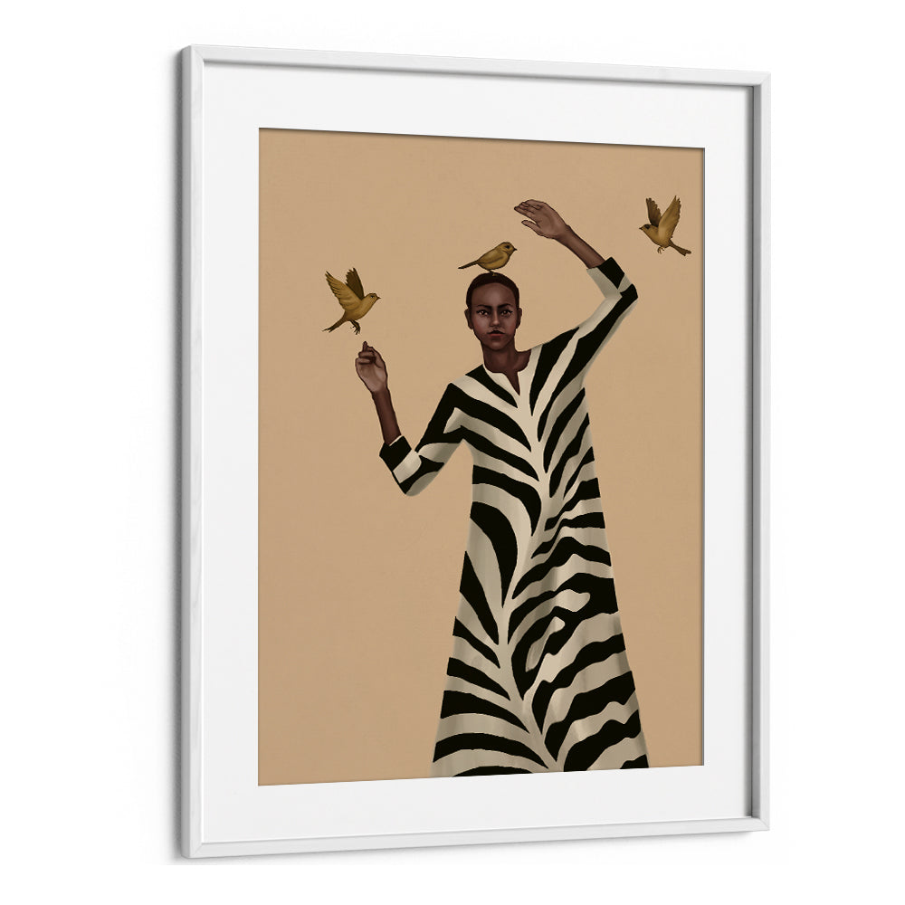 WOMAN WITH BIRDS & ZEBRA, SURREAL ART PRINTS