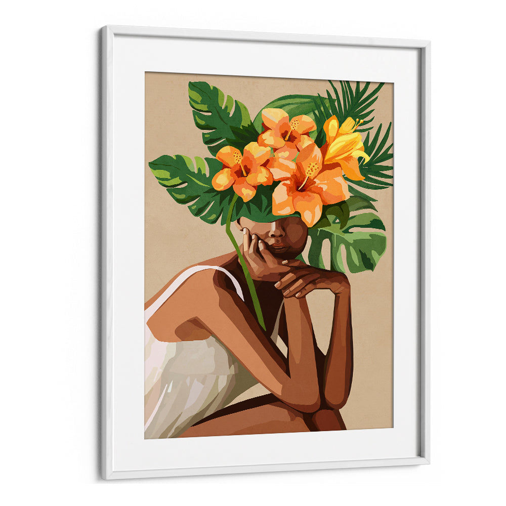 WOMAN WITH LEAVES, SURREAL ART PRINTS