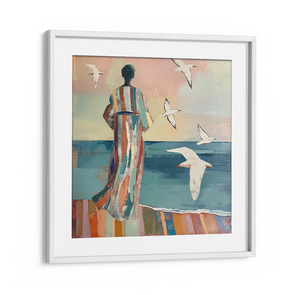 WOMAN AND SEAGULL , PORTRAITS & FIGURATIVE ILLUSTRATIONS