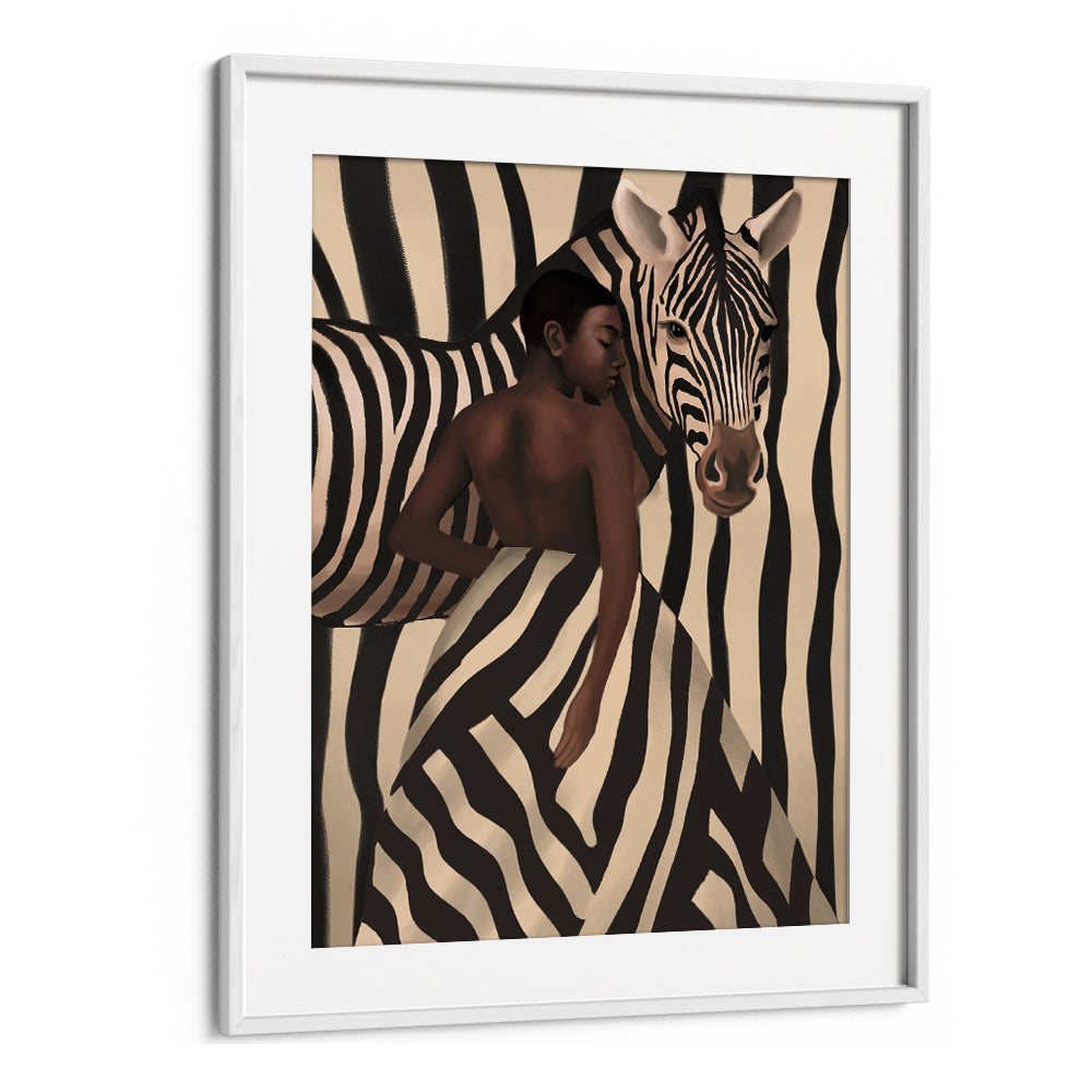 WOMAN AND ZEBRA, SURREAL ART PRINTS