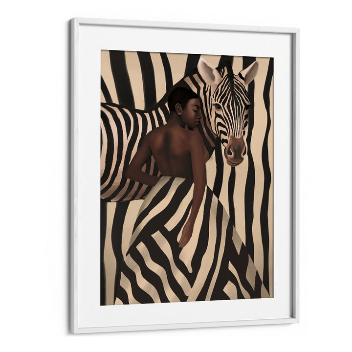WOMAN AND ZEBRA, SURREAL ART PRINTS