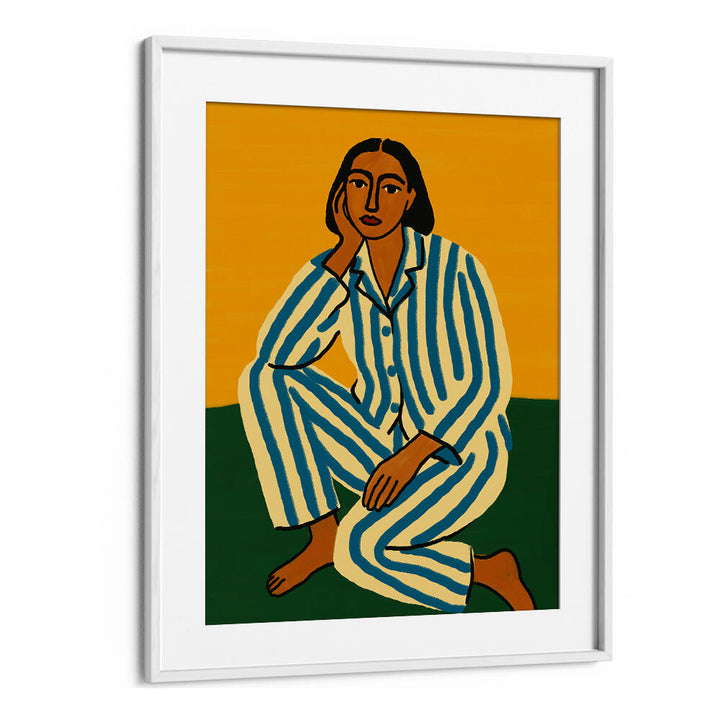 WOMAN IN STRIPED PAJAMAS , PORTRAITS & FIGURATIVE ILLUSTRATIONS