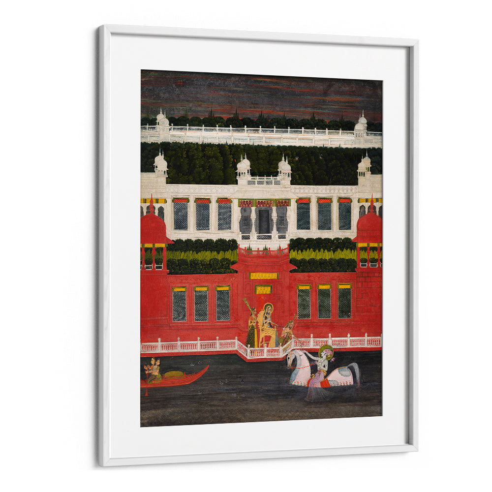 KRISHNA RECEIVES A FLOWER GARLAND , INDIAN ART PAINTINGS