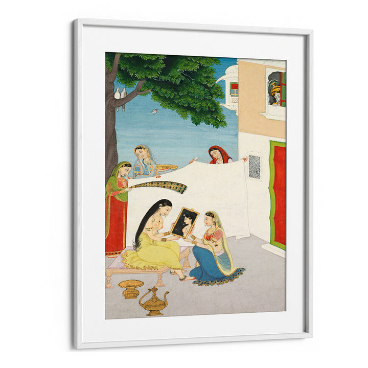 TOILETTE OF RADHA , INDIAN ART PAINTINGS