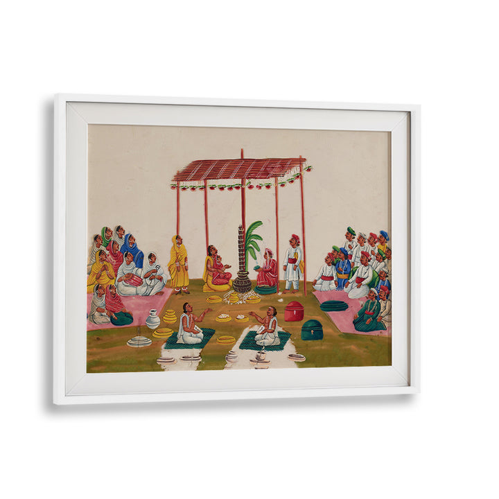 A MARRIAGE CEREMONY DURING 19TH CENTURY , INDIAN ART PAINTINGS