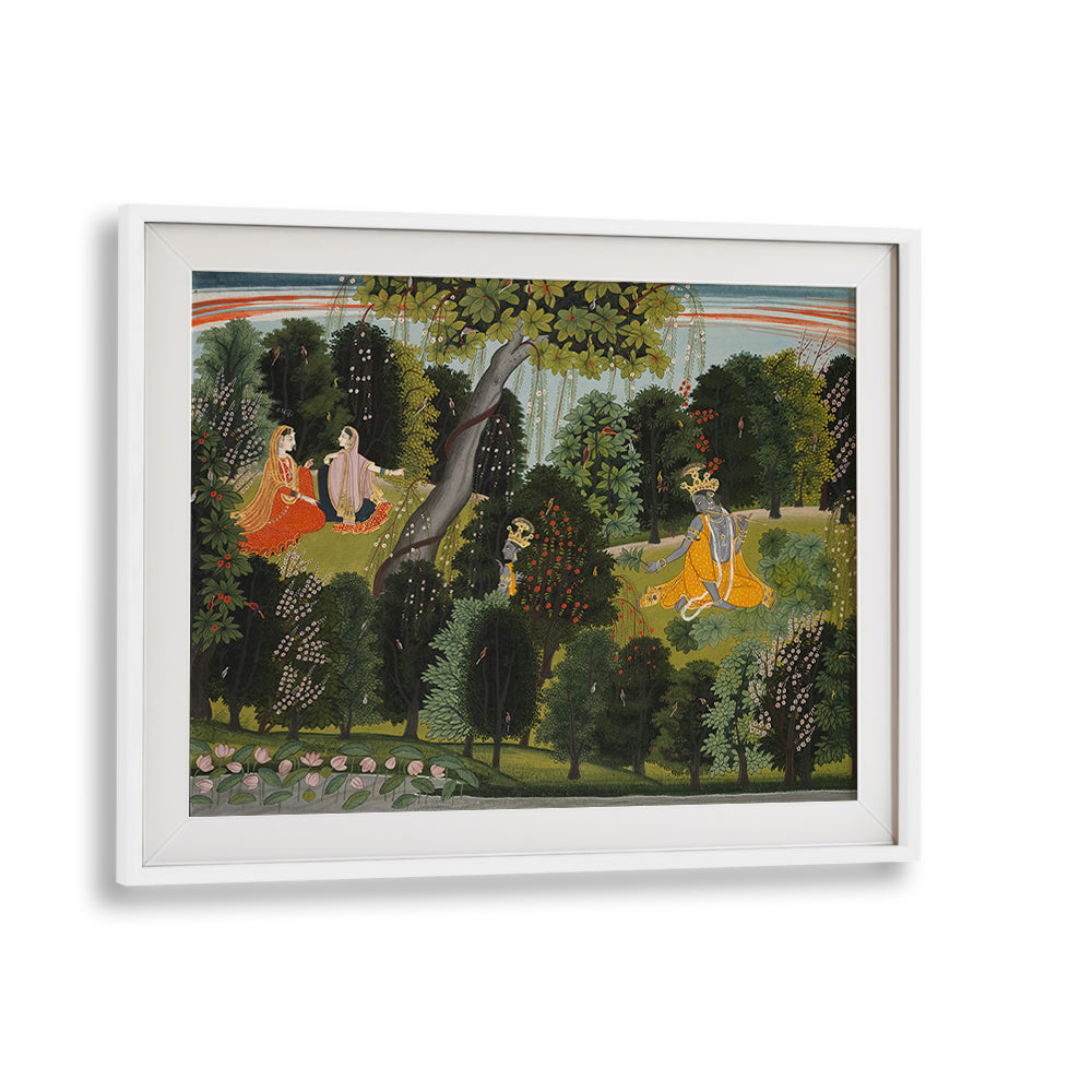 SAKHI PERSUADES RADHA TO MEET KRISHNA, , INDIAN ART PAINTINGS