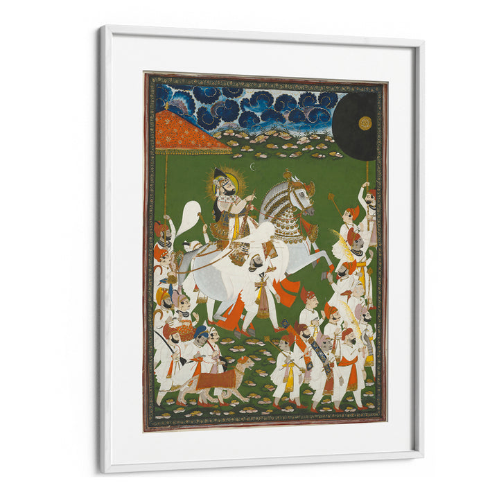 MAHARANA BHIM SINGH IN PROCESSION BY GHASI , INDIAN ART PAINTINGS