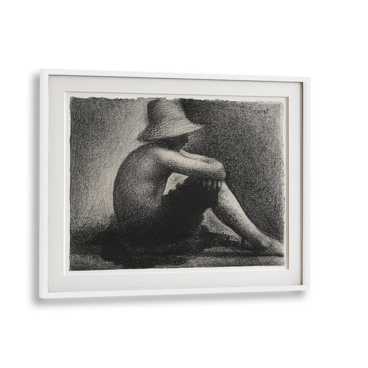 SEATED BOY WITH STRAW HAT, STUDY FOR BATHERS AT ASNIÈRES (CA. 1883–1884) , VINTAGE PAINTINGS