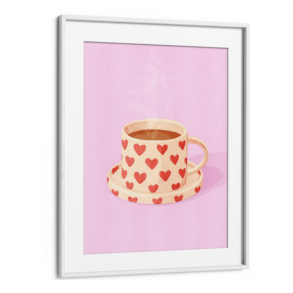 PINK HEART MUG WARM COFFEE
