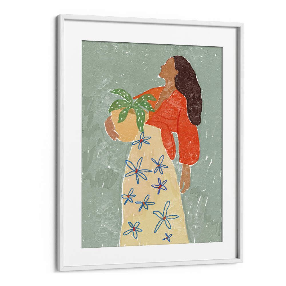 GIRL IN FLORAL SKIRT , PORTRAITS & FIGURATIVE ILLUSTRATIONS