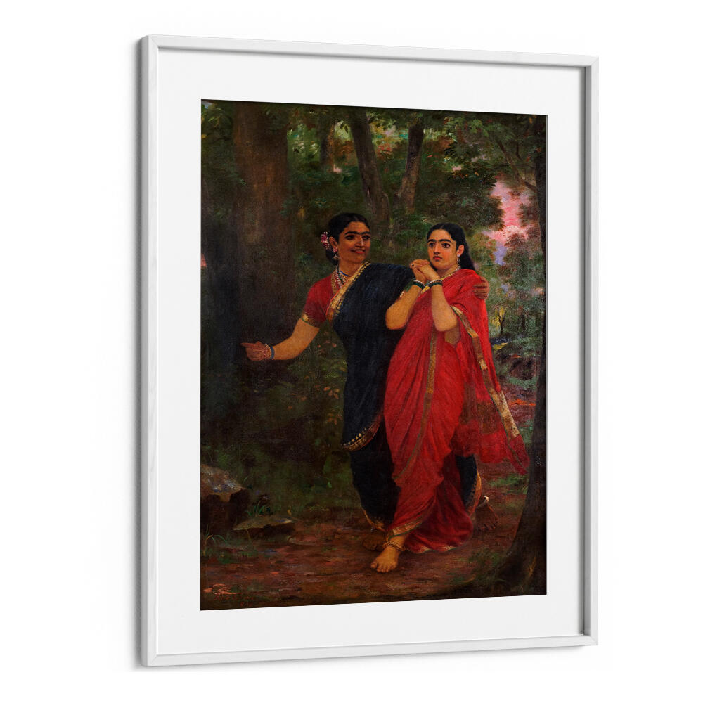 RAVI VARMA DRAUPADI AND SIMHIKA , INDIAN ART PAINTINGS