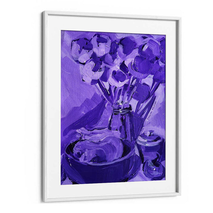 Framed floral still life in rich purple tones — PURPLE VALUE STUDY , KITCHEN POSTERS for modern kitchen walls