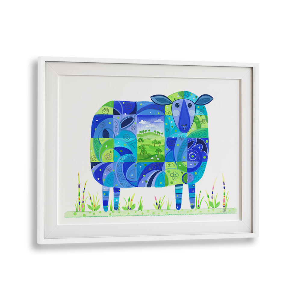 BLUE SHEEP ABSTRACT , KIDS ROOM PAINTINGS