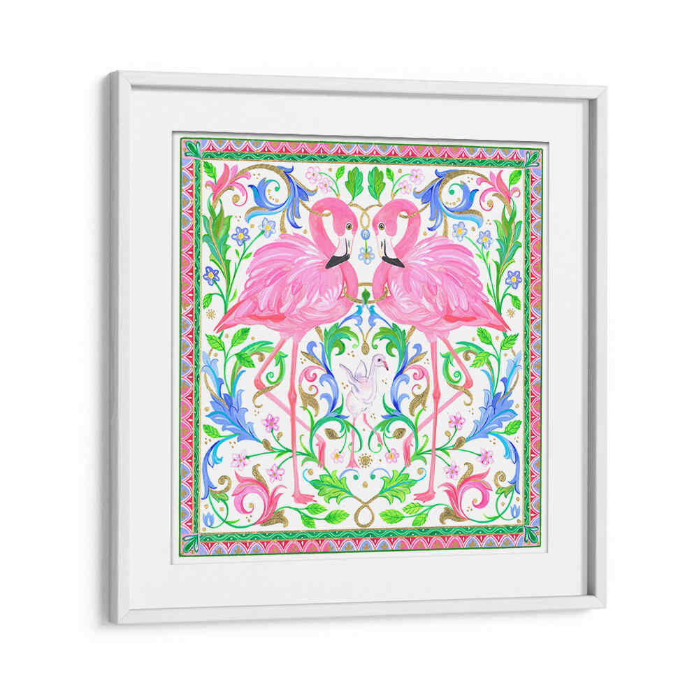 TWO PINK FLAMINGOS , ANIMAL PAINTINGS