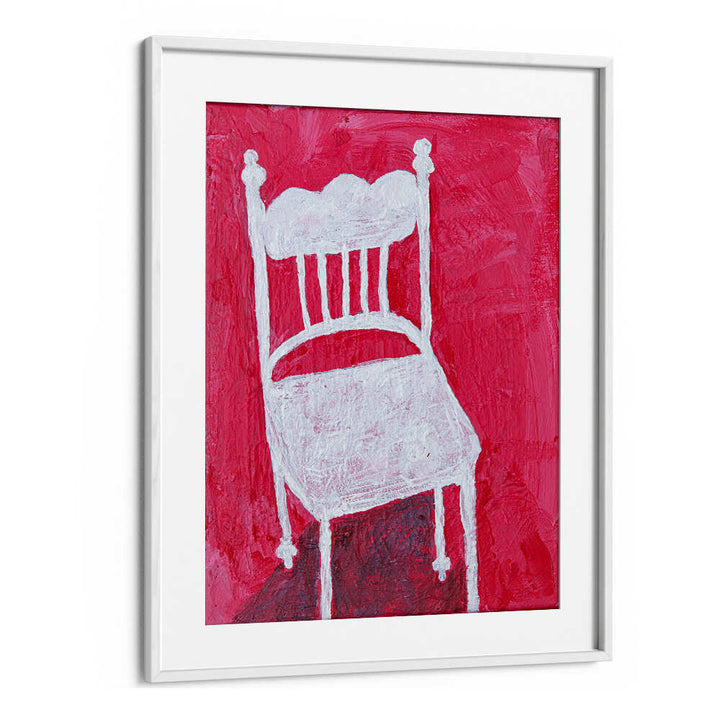 Stylish WHITE CHAIR, FASHION POSTERS framed art piece, perfect for elegant and contemporary home decor.
