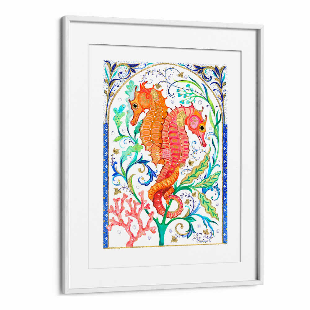 TWO VIBRANT SEAHORSES , BEACH PAINTINGS