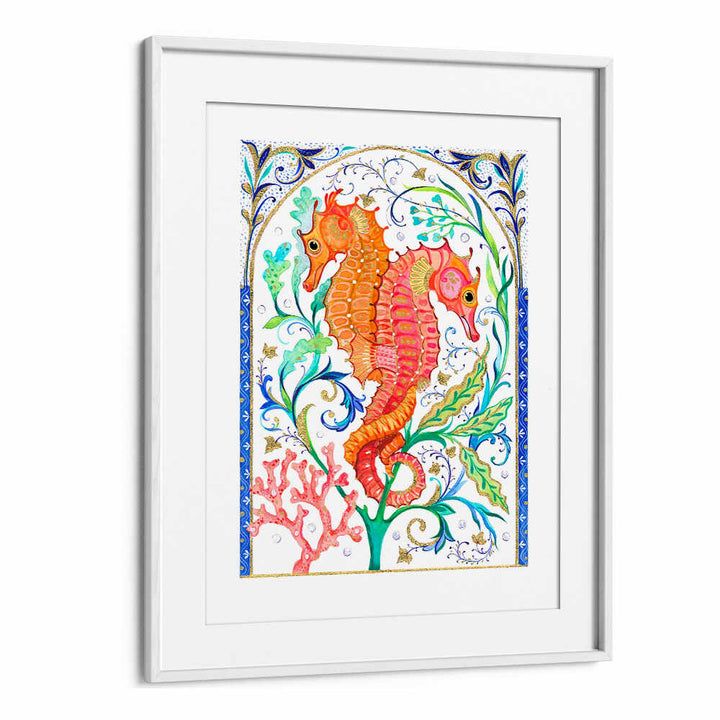 TWO VIBRANT SEAHORSES , BEACH PAINTINGS