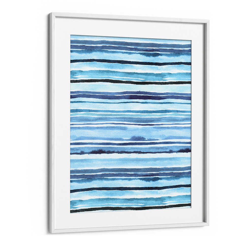 SUMMER WATERCOLOUR STRIPES BLUE SEA , ABSTRACT PAINTINGS