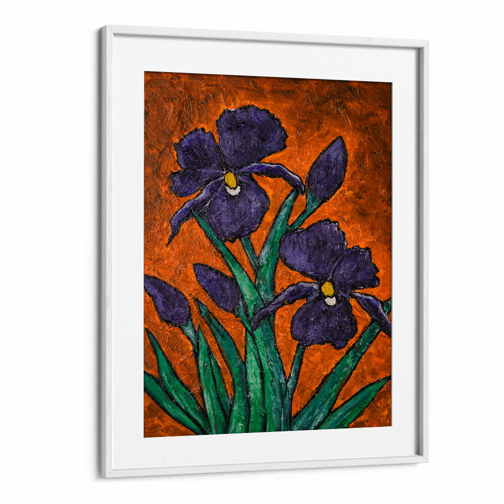 Vibrant IRISES III, FLORAL FLOWER PAINTINGS bring nature's beauty to your space with rich colors and expressive design.