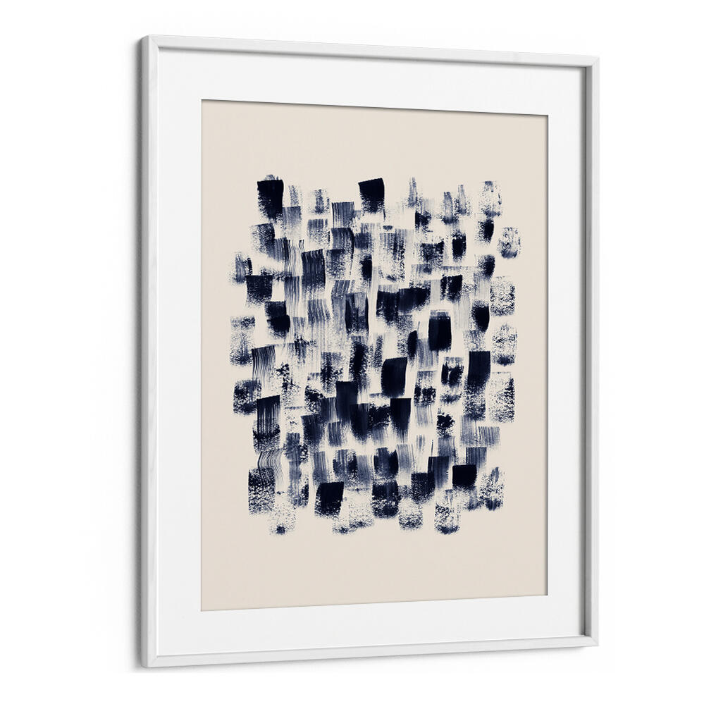 Stunning ABSTRACT NAVY RAIN ON CREAM, ABSTRACT PAINTINGS showcasing rich navy and cream tones for elegant decor.