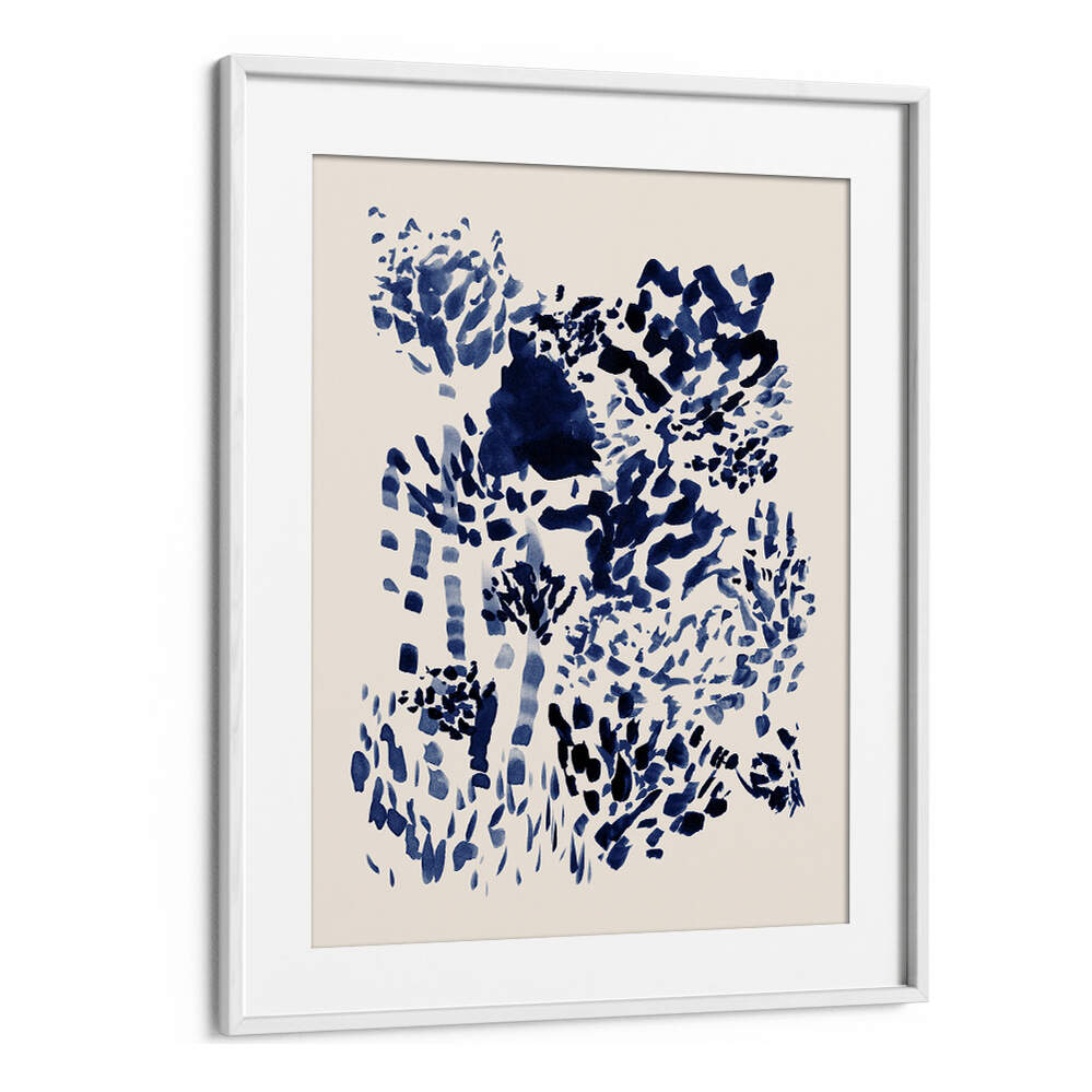 Navy blue free flowing garden abstract paintings with fluid brush strokes, perfect for transforming your living space.