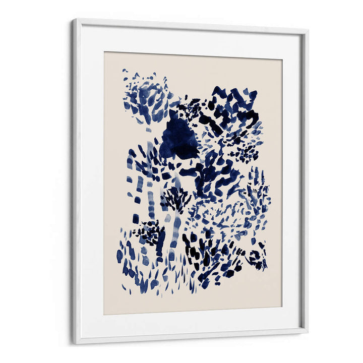 Navy blue free flowing garden abstract paintings with fluid brush strokes, perfect for transforming your living space.
