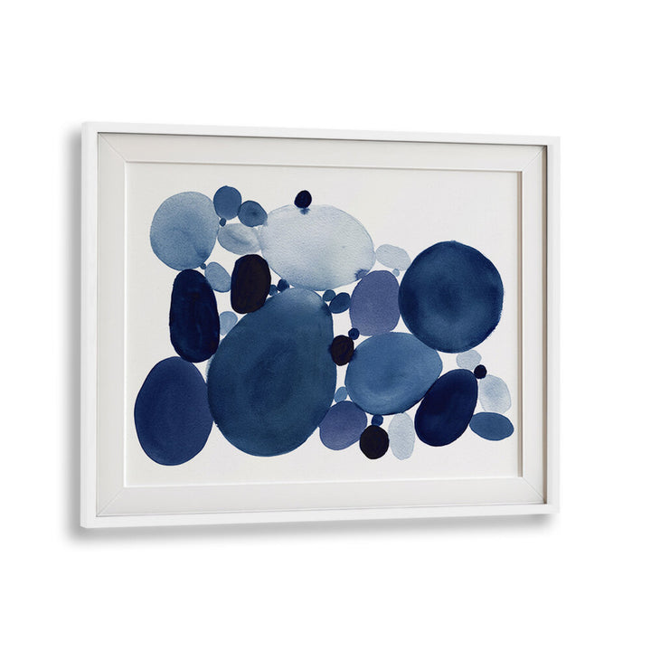 Elegant BLUE WATERCOLOR STONES II, ABSTRACT PAINTINGS featuring rich blues and soft textures, perfect for serene decor.