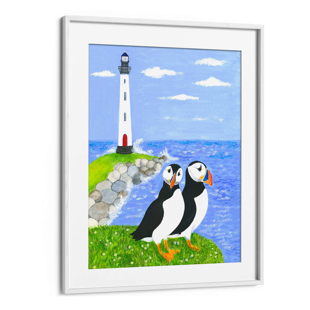 PUFFINS BY THE SEA , KIDS ROOM PAINTINGS