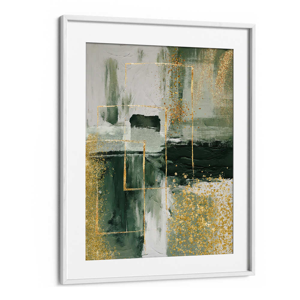 GREEN AND GOLD MOMENT III , ABSTRACT PAINTINGS