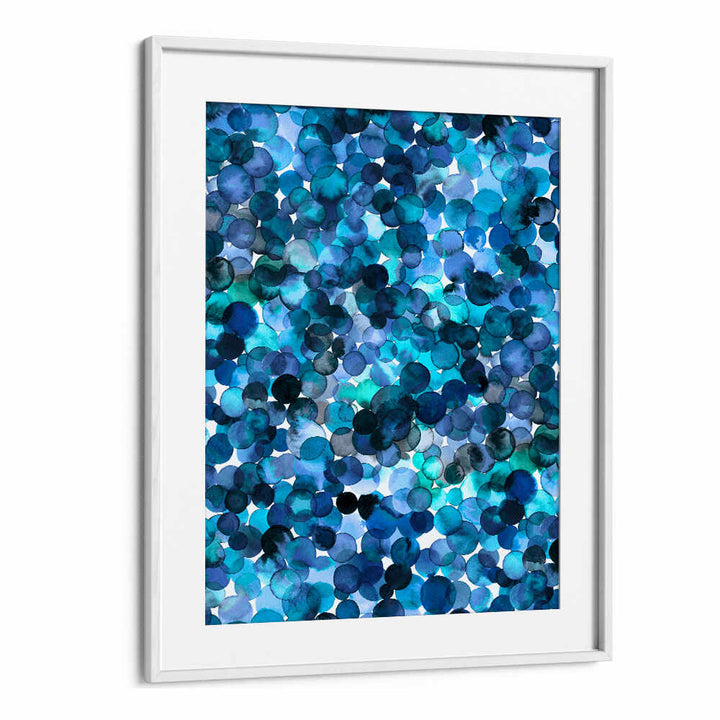 OVERLAPPED WATERCOLOR DOTS BLUE , ABSTRACT PAINTINGS