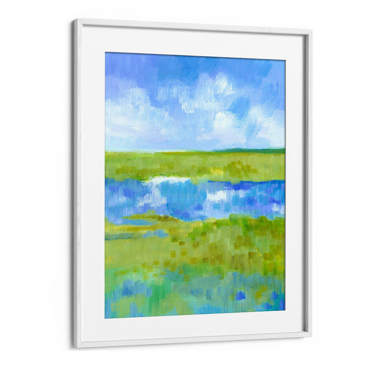 ABSTRACT GREEN BLUE LANDSCAPE , LANDSCAPE PAINTINGS