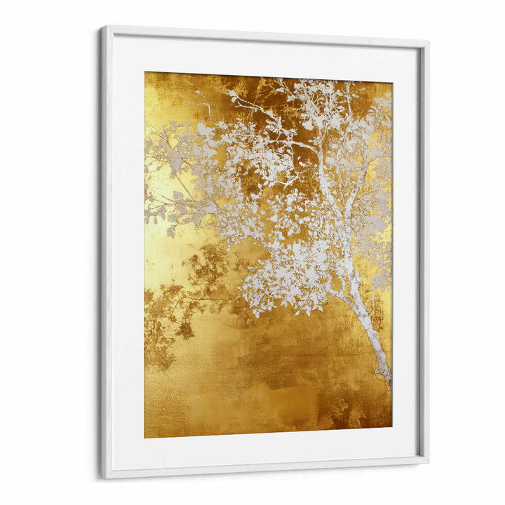 WHITE AND GOLD NATURE LANDSCAPE V , FLORAL FLOWER PAINTINGS