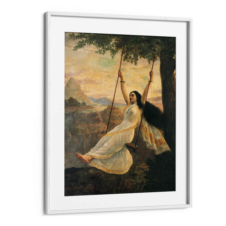 MOHINI ON A SWING , INDIAN ART PAINTINGS